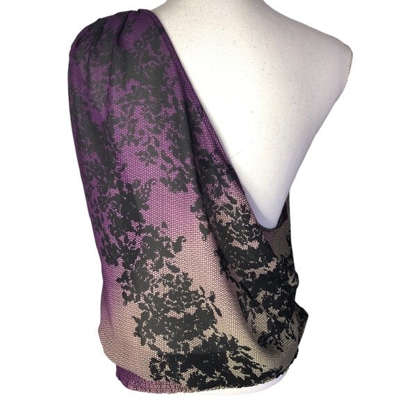 Rampage Floral Lace Jewel Detail One Shoulder Blouse - Picture 4 of 6